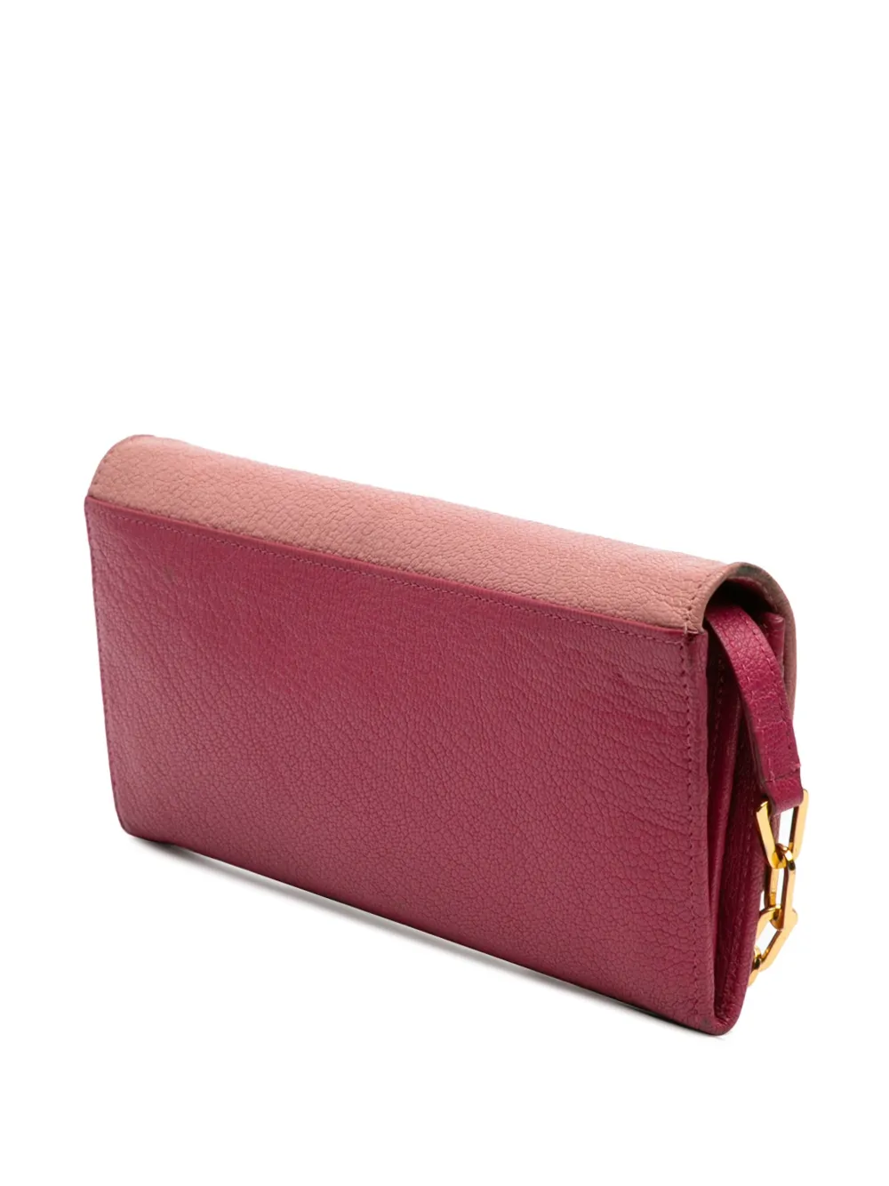 Pre-owned Miu Miu 2021-2025 Bicolor Goatskin Madras Wallet On Chain Crossbody Bag In Pink