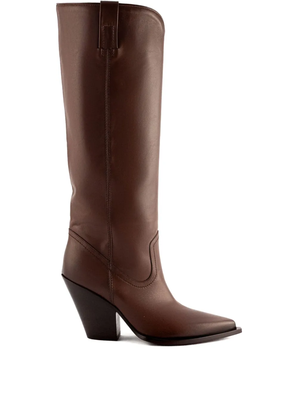 Elena Iachi 90mm Pointed-toe Side-details Knee-high Boots In Brown