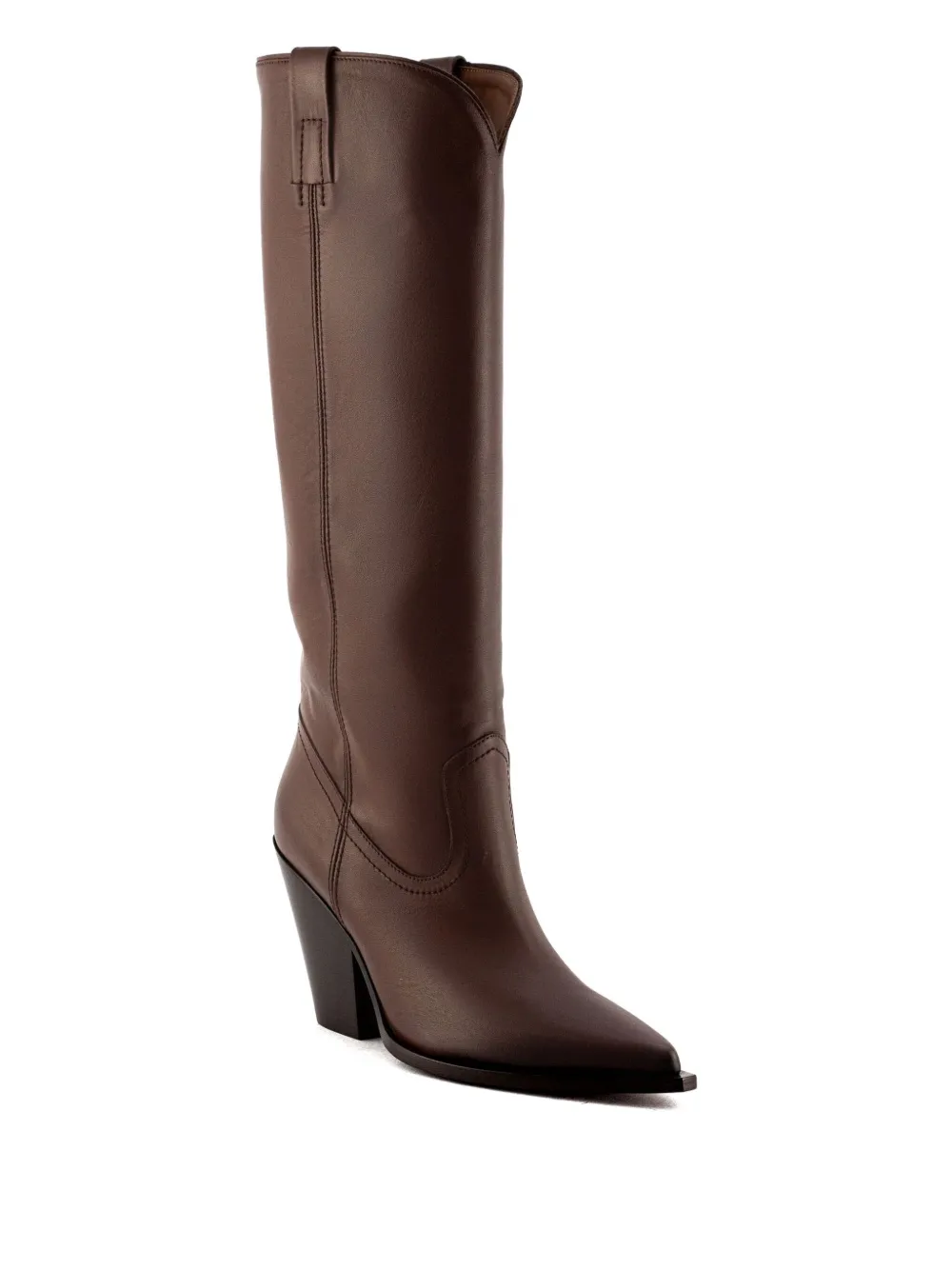 Elena Iachi 90mm Pointed-toe Side-details Knee-high Boots In Brown
