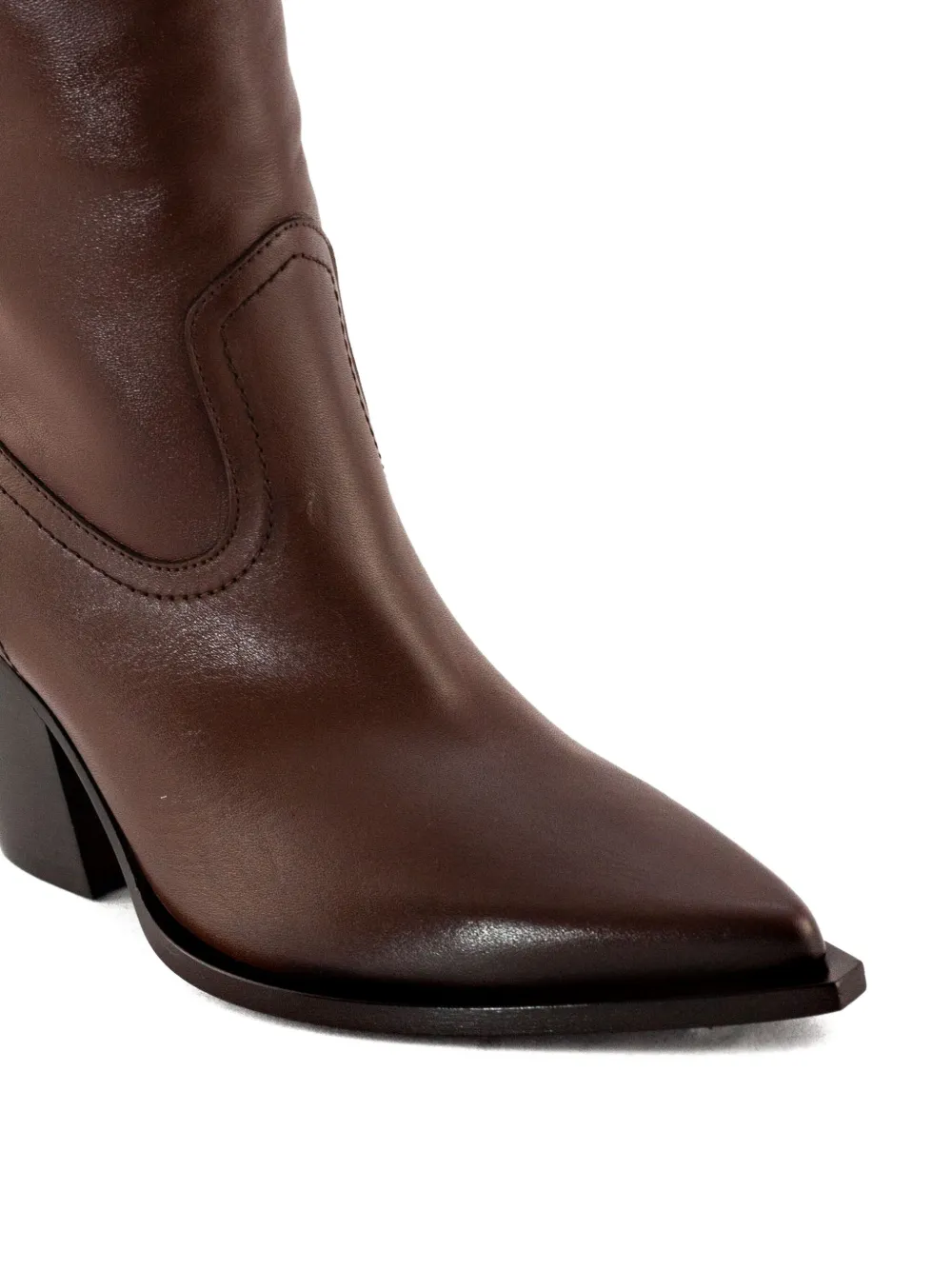 Elena Iachi 90mm Pointed-toe Side-details Knee-high Boots In Brown