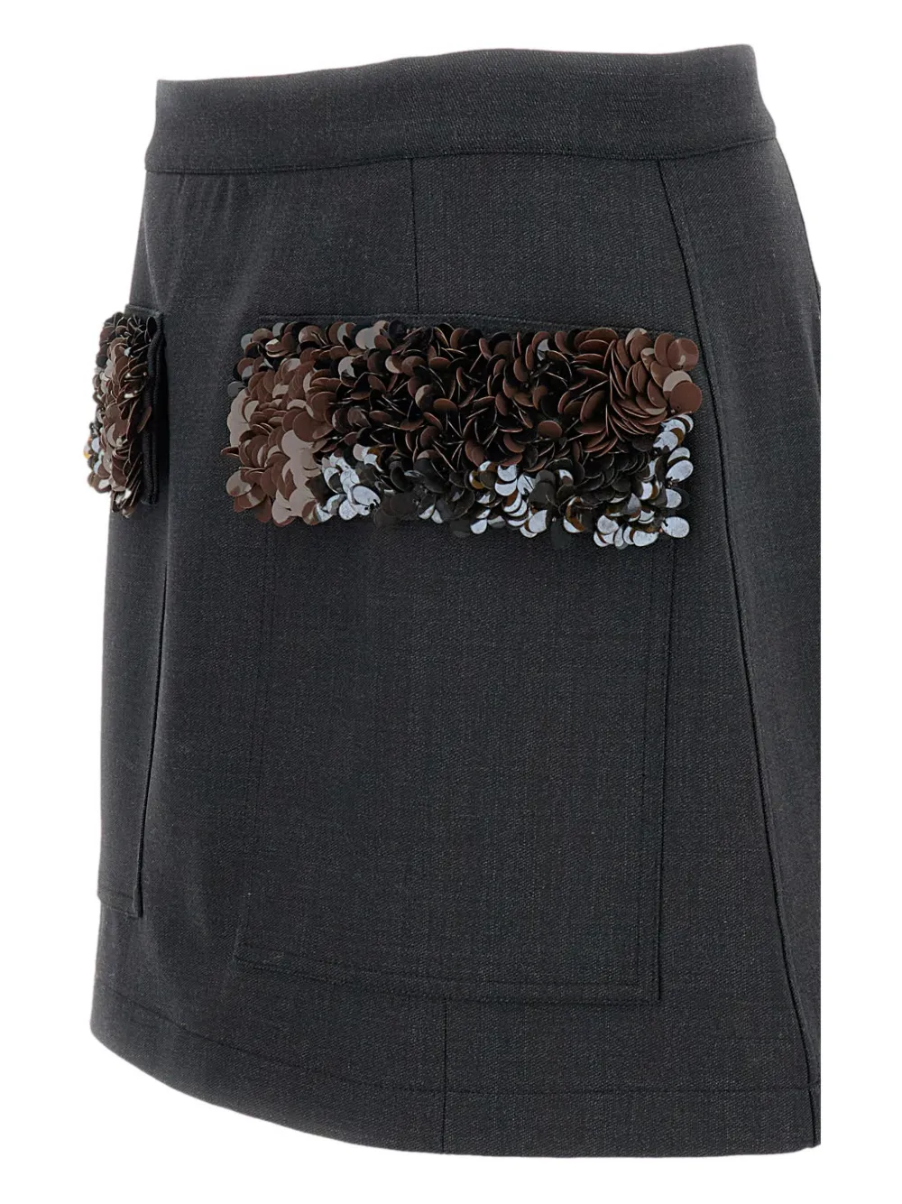 Plan C sequin-pocket wool skirt - Zwart