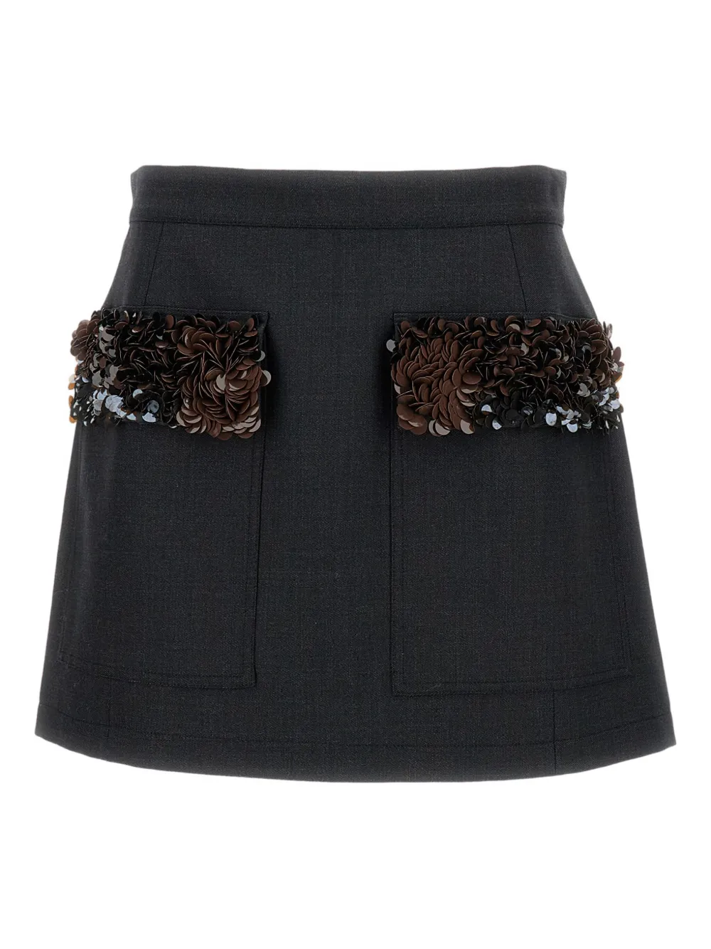 Plan C sequin-pocket wool skirt | Black | Image 1