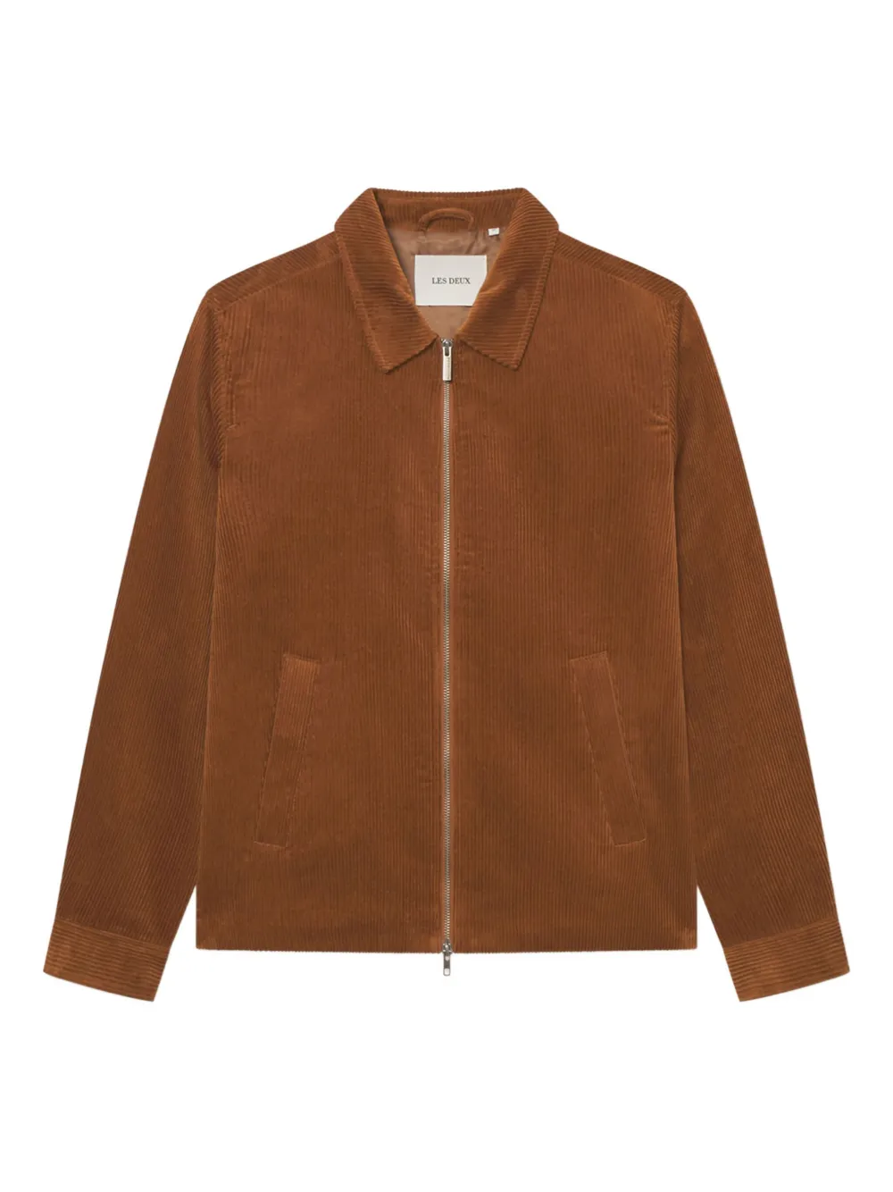 Les Deux Ribfluwelen shirtjack met rits Bruin