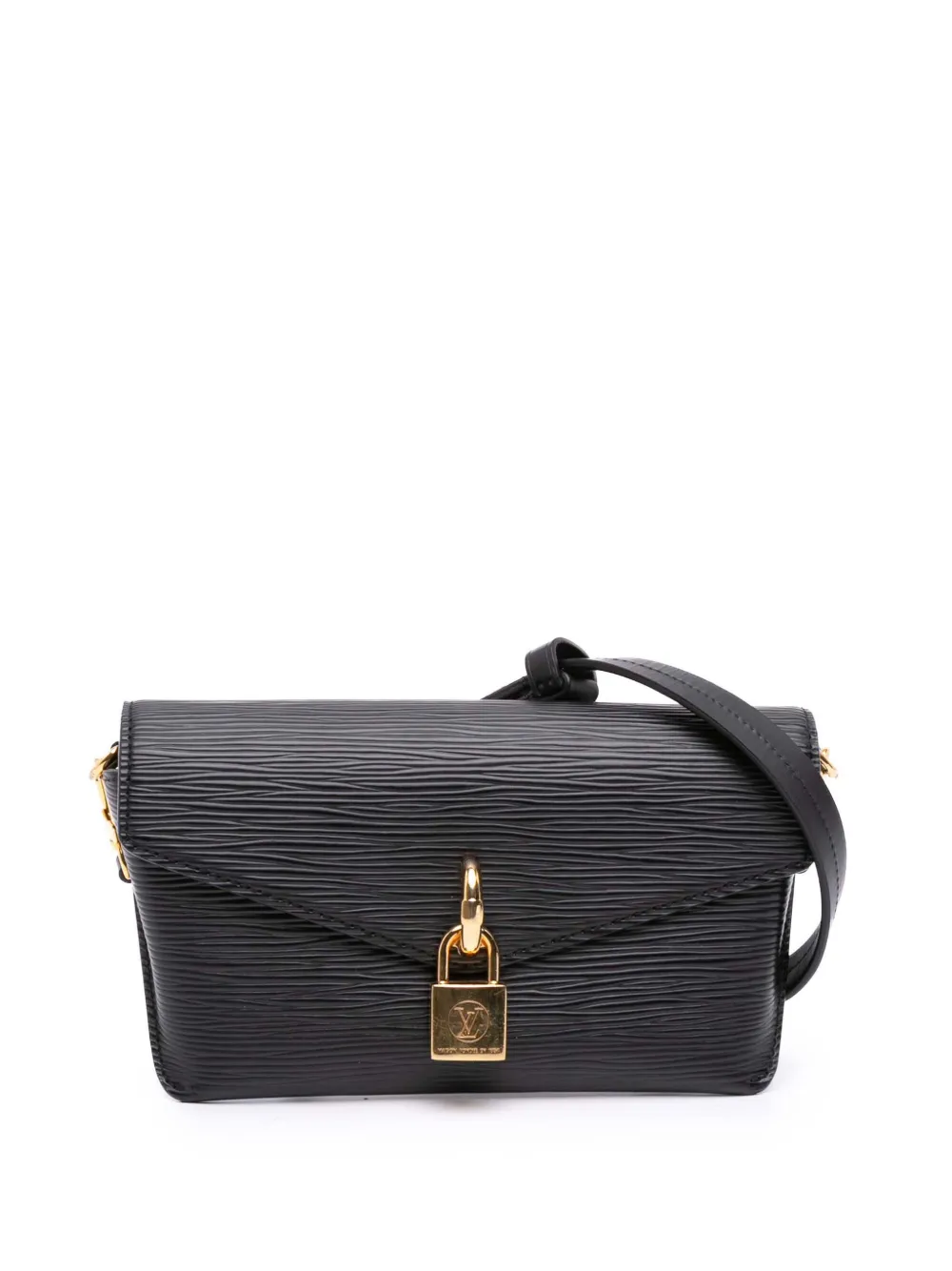 Pre-owned Louis Vuitton 2021-2025 Epi Padlock On Strap Satchel In Black