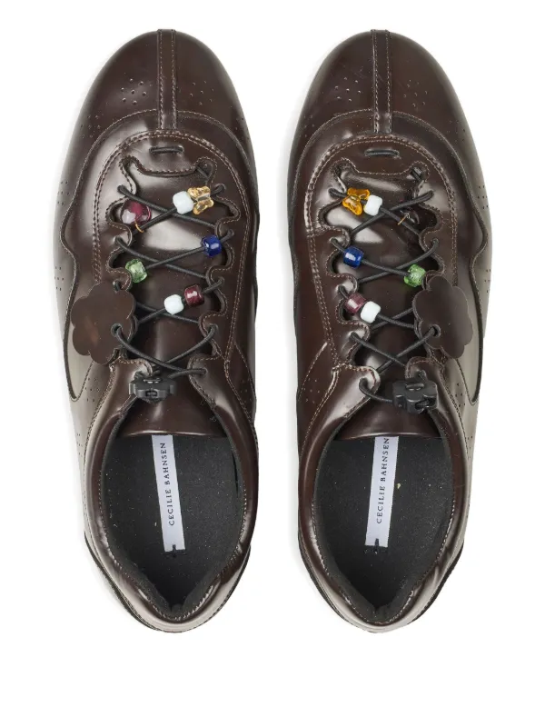Cecilie Bahnsen Blaise Beaded Leather Sneakers | Brown