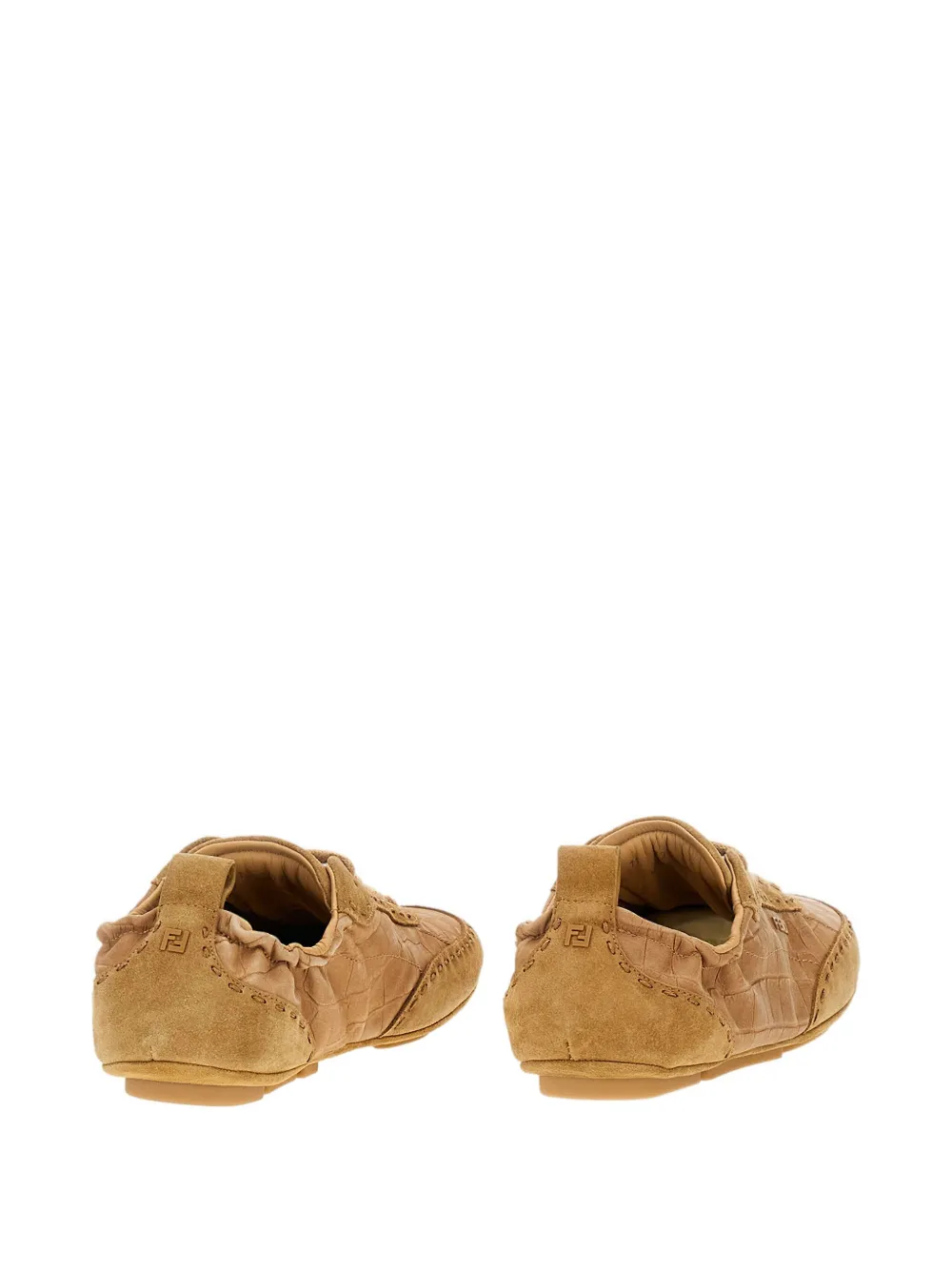 FENDI Fit crocodile-effect lace-up sneakers Brown