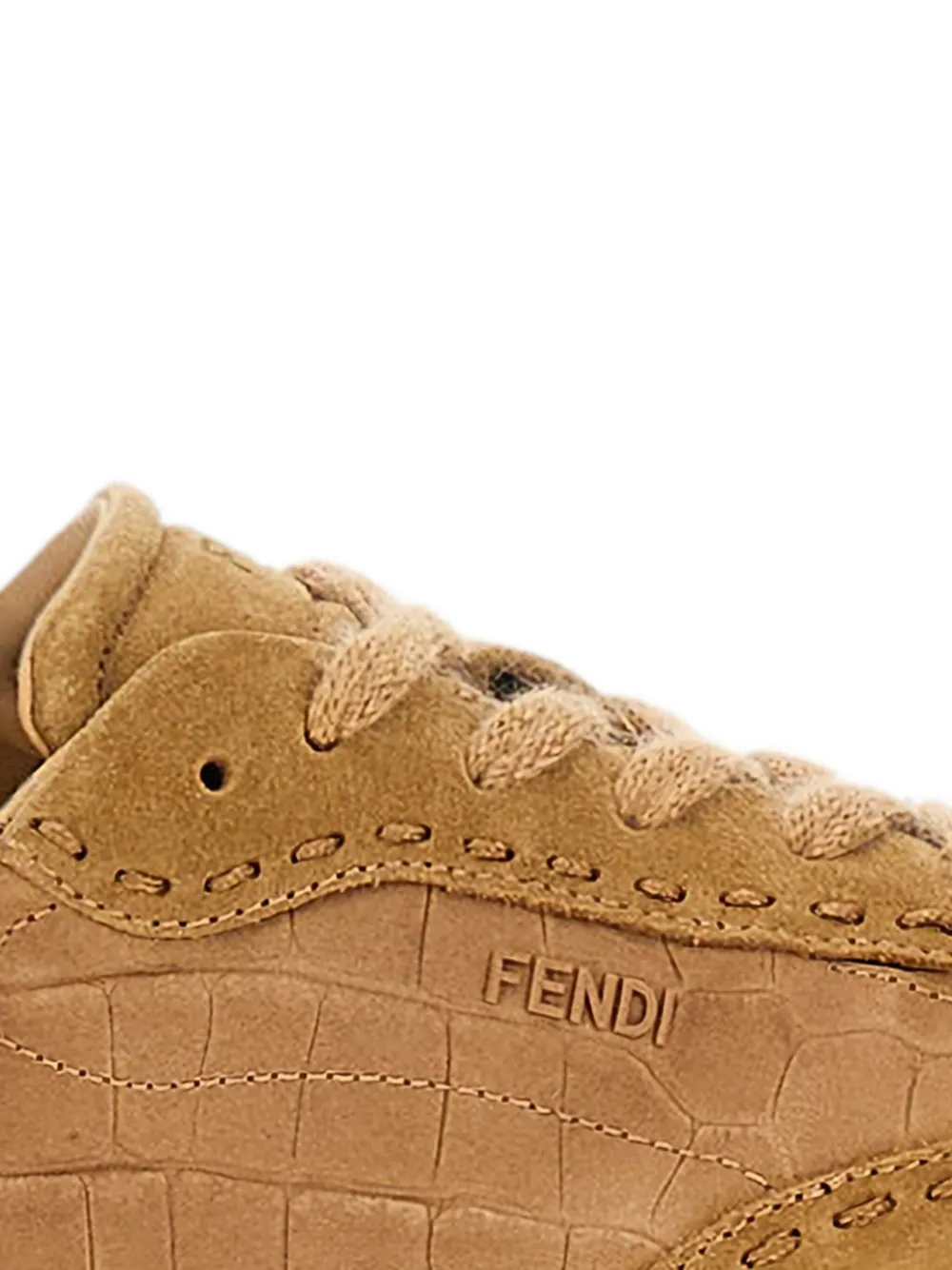 FENDI Fit sneakers met krokodillen-reliëf Bruin
