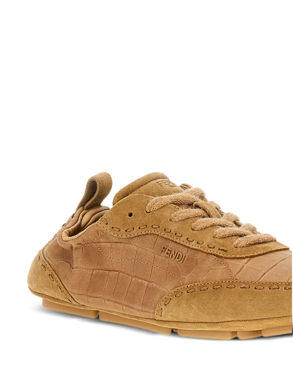 FENDI Fit sneakers met krokodillen-reliëf Bruin