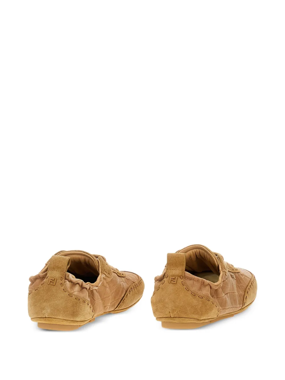 FENDI Fit sneakers met krokodillen-reliëf Bruin