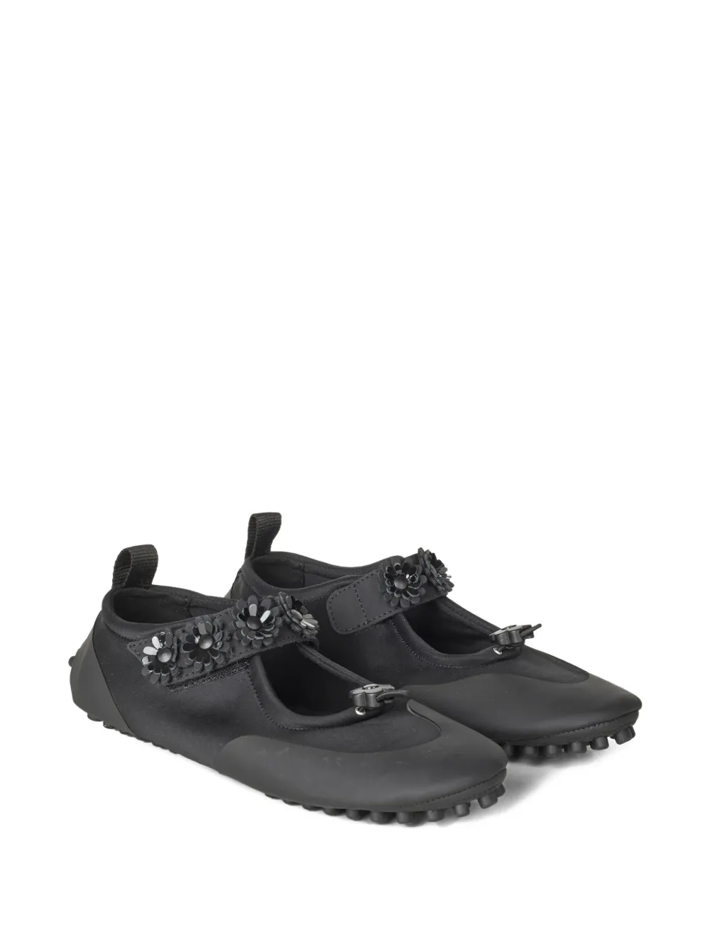 Cecilie Bahnsen Flower-embellished Mary Jane Sneakers In Black