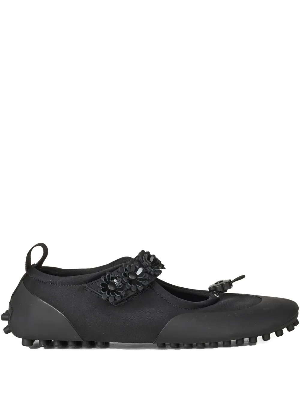 Cecilie Bahnsen Flower-embellished Mary Jane Sneakers In Black