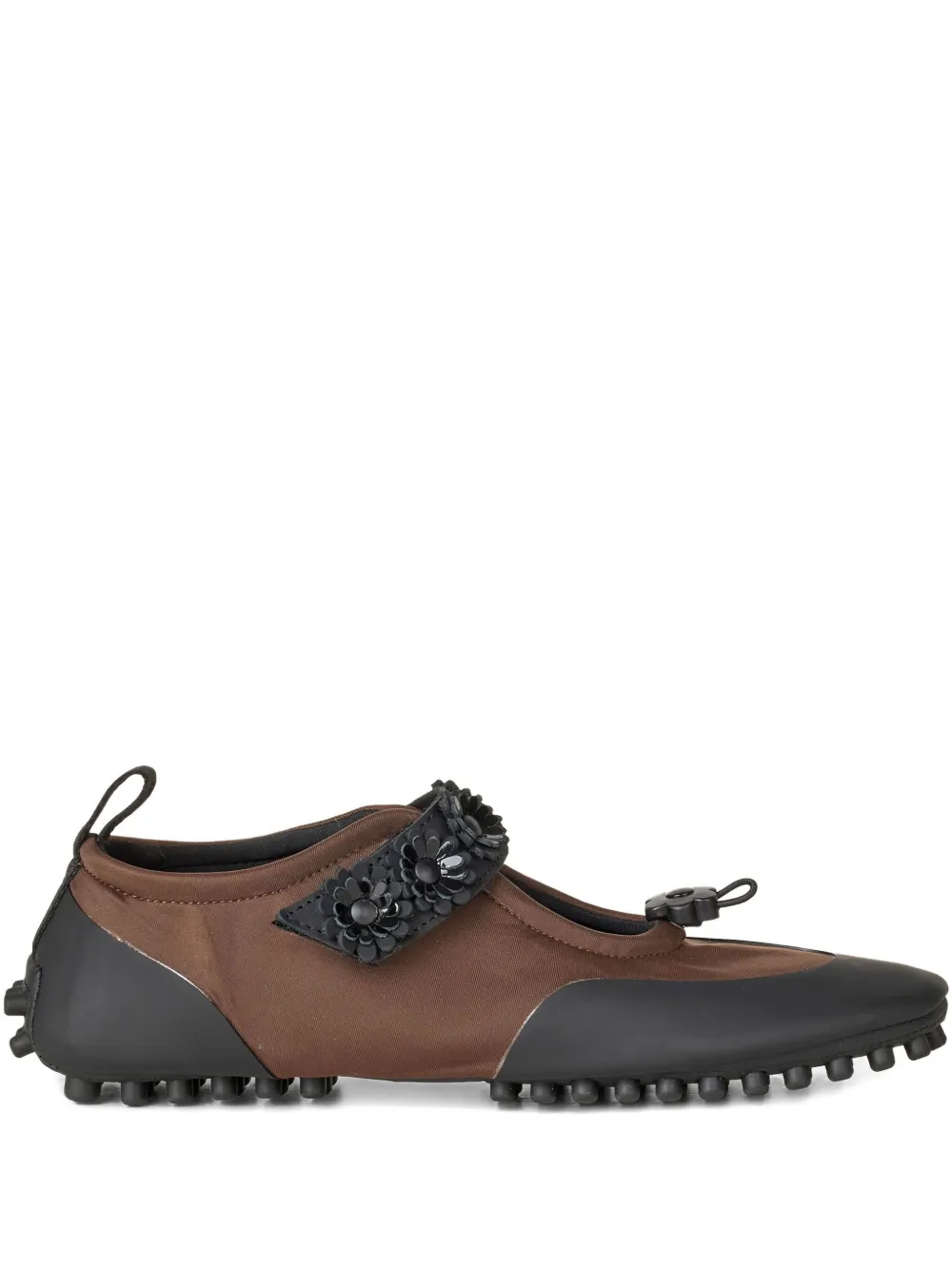 Cecilie Bahnsen Flower-embellished Mary Jane Sneakers In Brown
