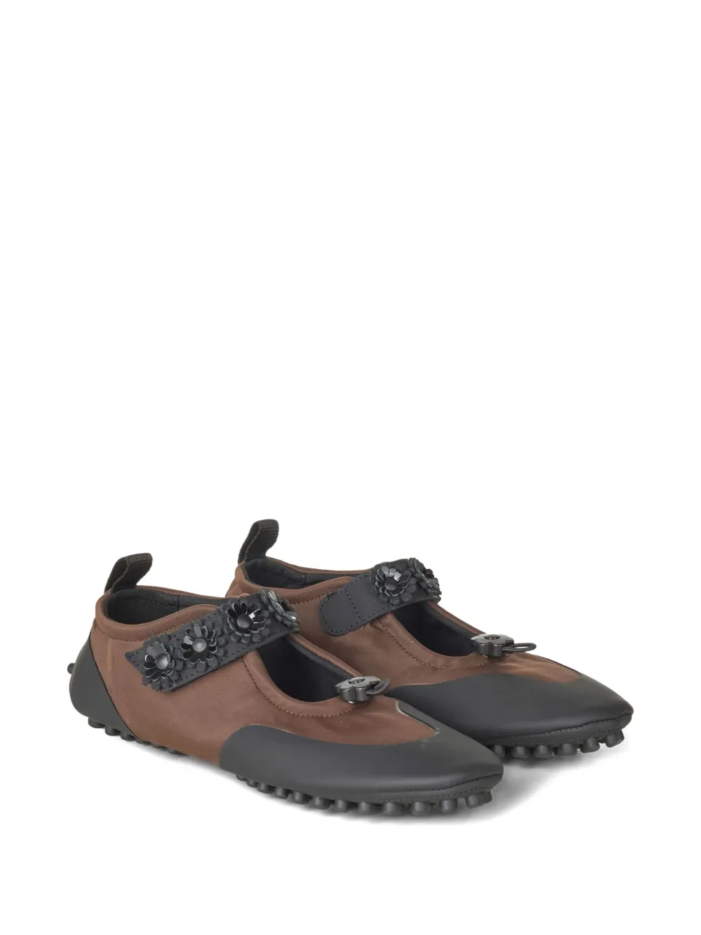 Cecilie Bahnsen Flower-embellished Mary Jane Sneakers In Brown
