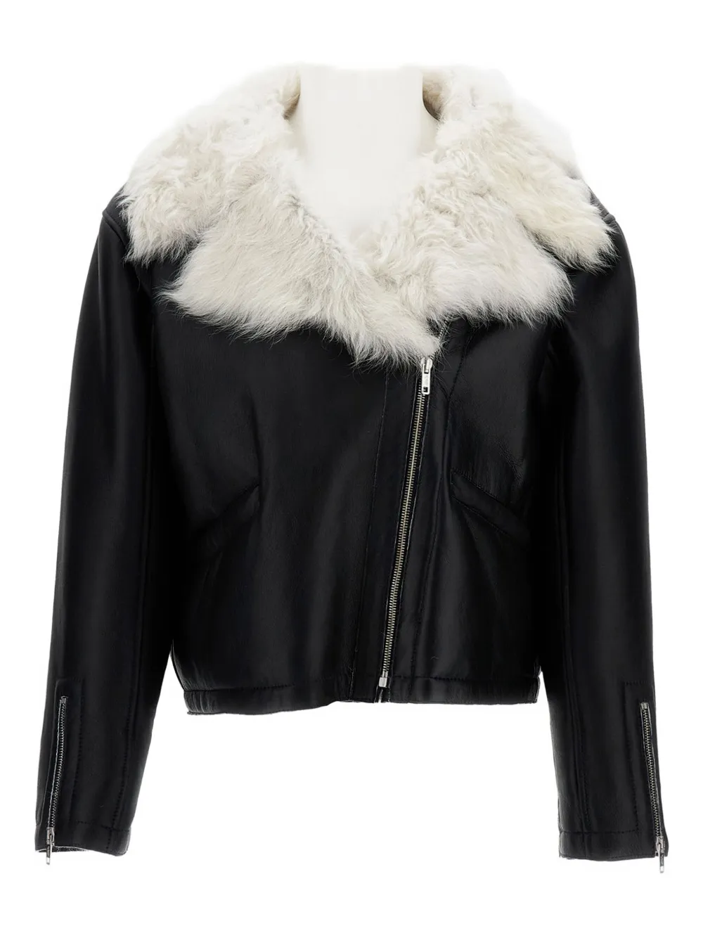 Durazzi Milano  shearling-collar leather jacket | Black | Image 1