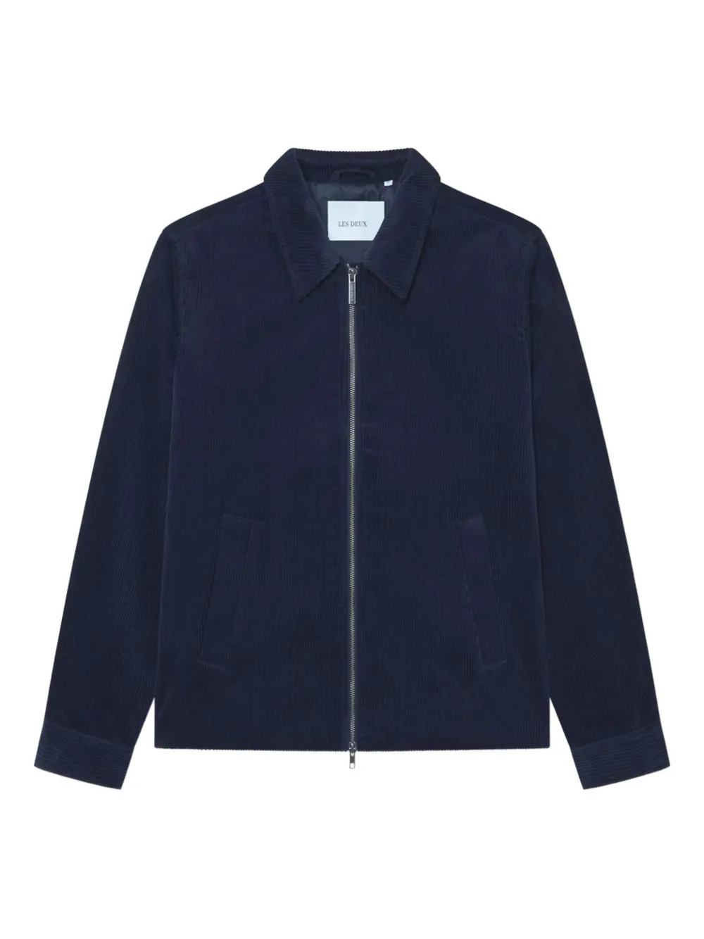 Les Deux Geribbeld jack met ritssluiting Blauw