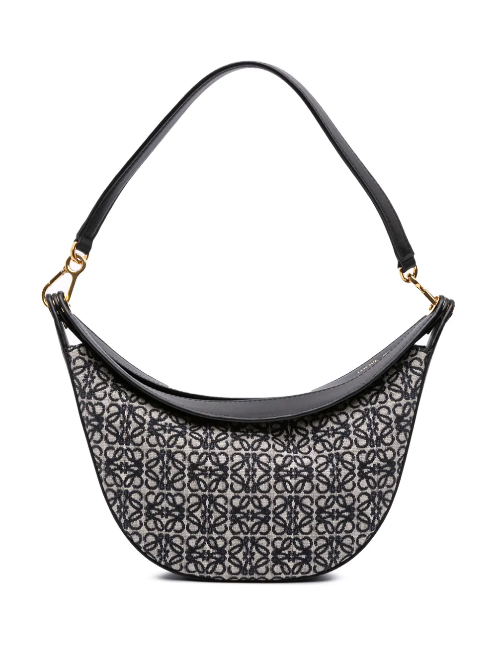 Pre-owned Loewe 2022 Small Anagram Canvas Luna Hobo Bag In Black