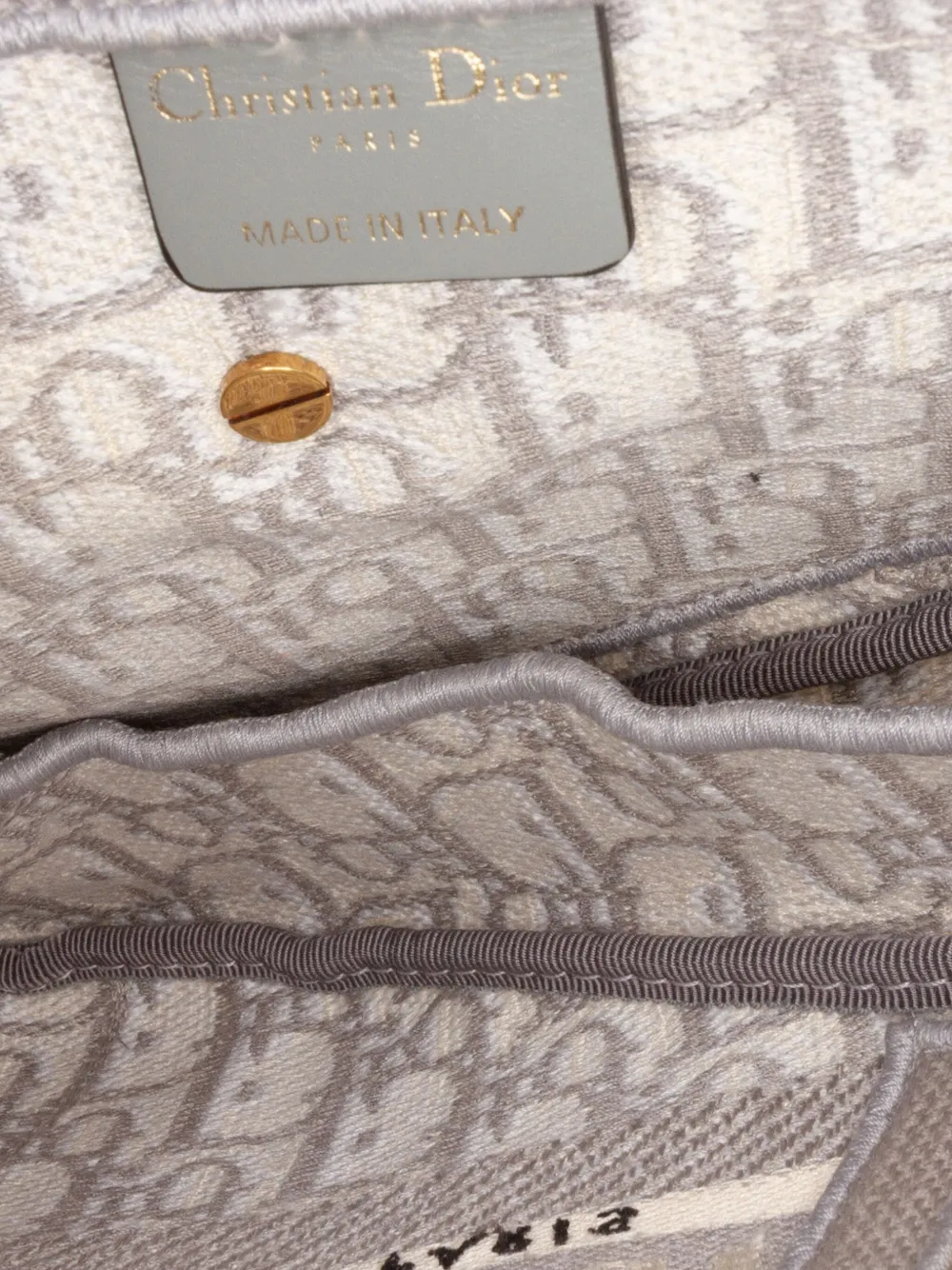 Pre-owned Dior 2010 Oblique Canvas Embroidered Saddle Bag Shoulder Bag In Gray