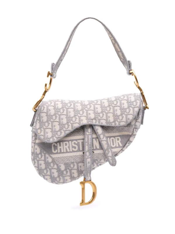 Christian Dior Pre-Owned 2010 Oblique Canvas Embroidered Saddle Bag  Shoulder Bag Grey FARFETCH PH