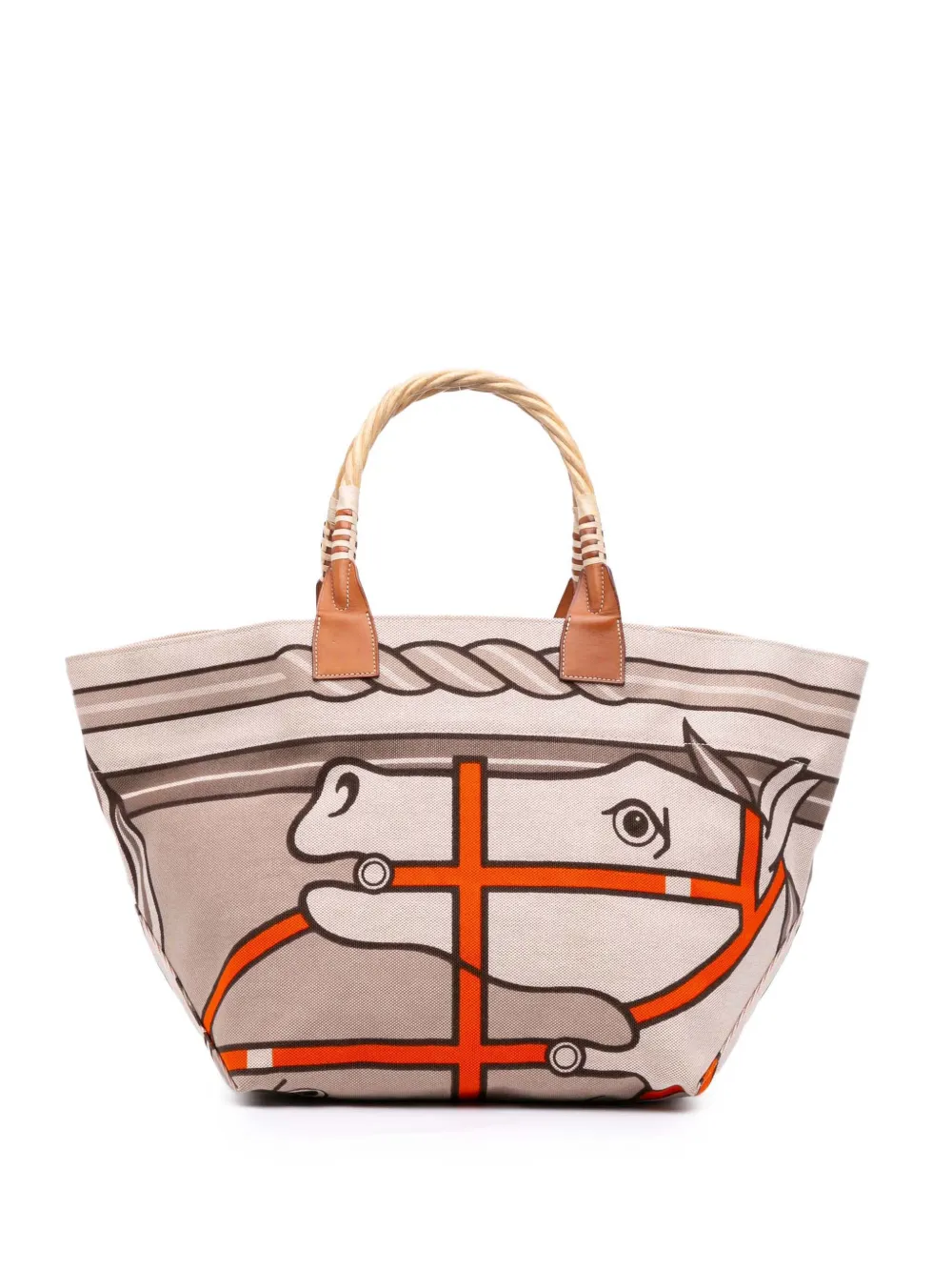 Pre-owned Hermes 2013 Toile H Plume Quadrige Au Fil Steeple 31 Tote Bag In Brown