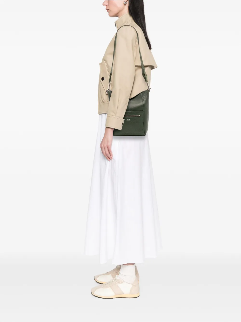 Pre-owned Celine 2017 Small Leather Seau Sangle Bucket Bag In Green