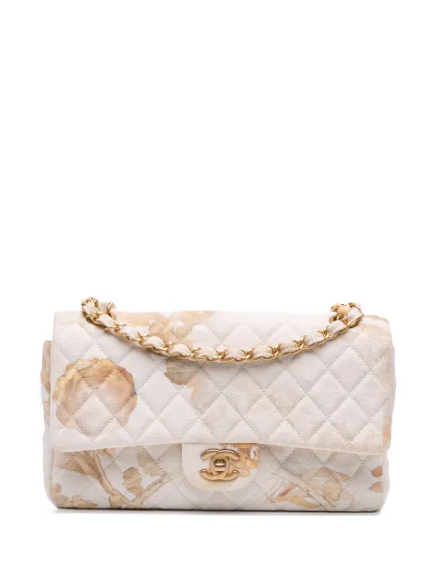 CHANEL Pre-Owned 2018 Medium Classic Printed Denim Floral Double Flap shoulder bag