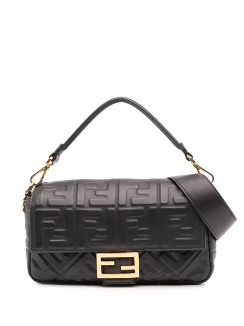 Fendi Pre-Owned 2010-2025 Zucca Embossed Leather Baguette satchel