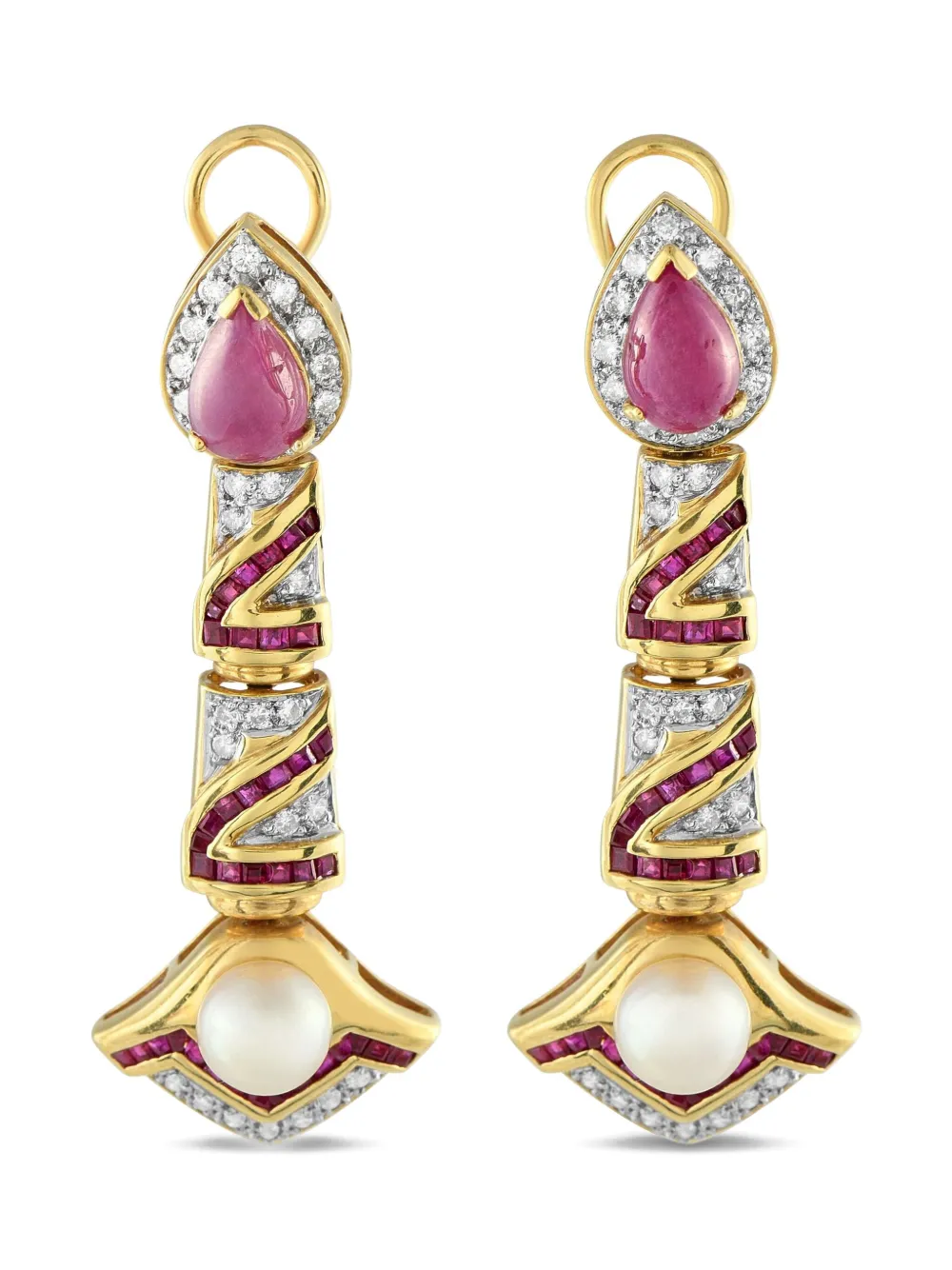 LB Exclusive 18K yellow gold multi-stone earrings | Yellow | Image 1