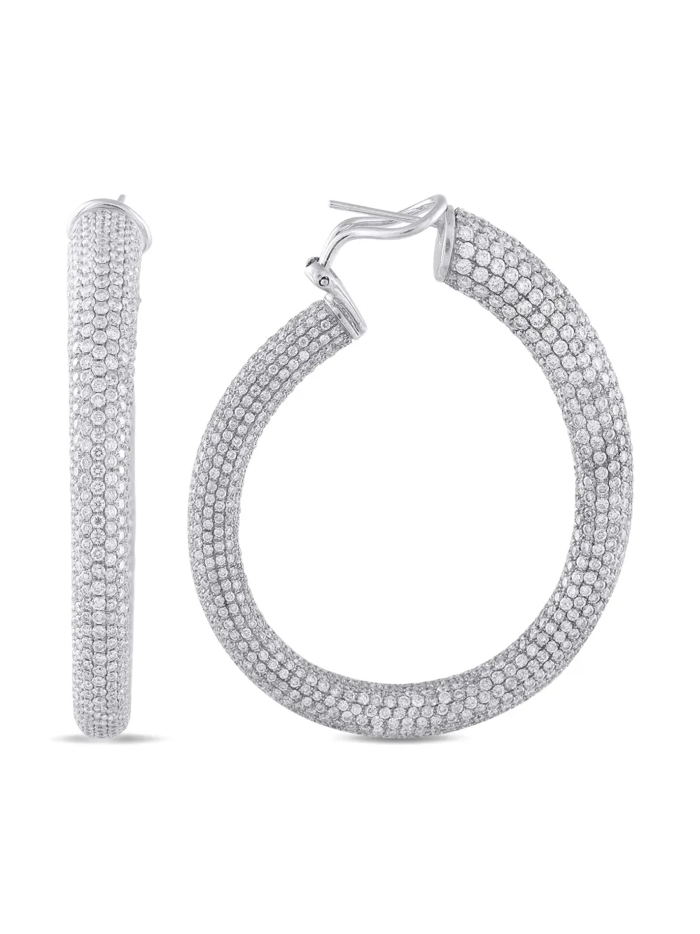 LB Exclusive 18K white gold Inside-Out diamond earrings | Grey | Image 1