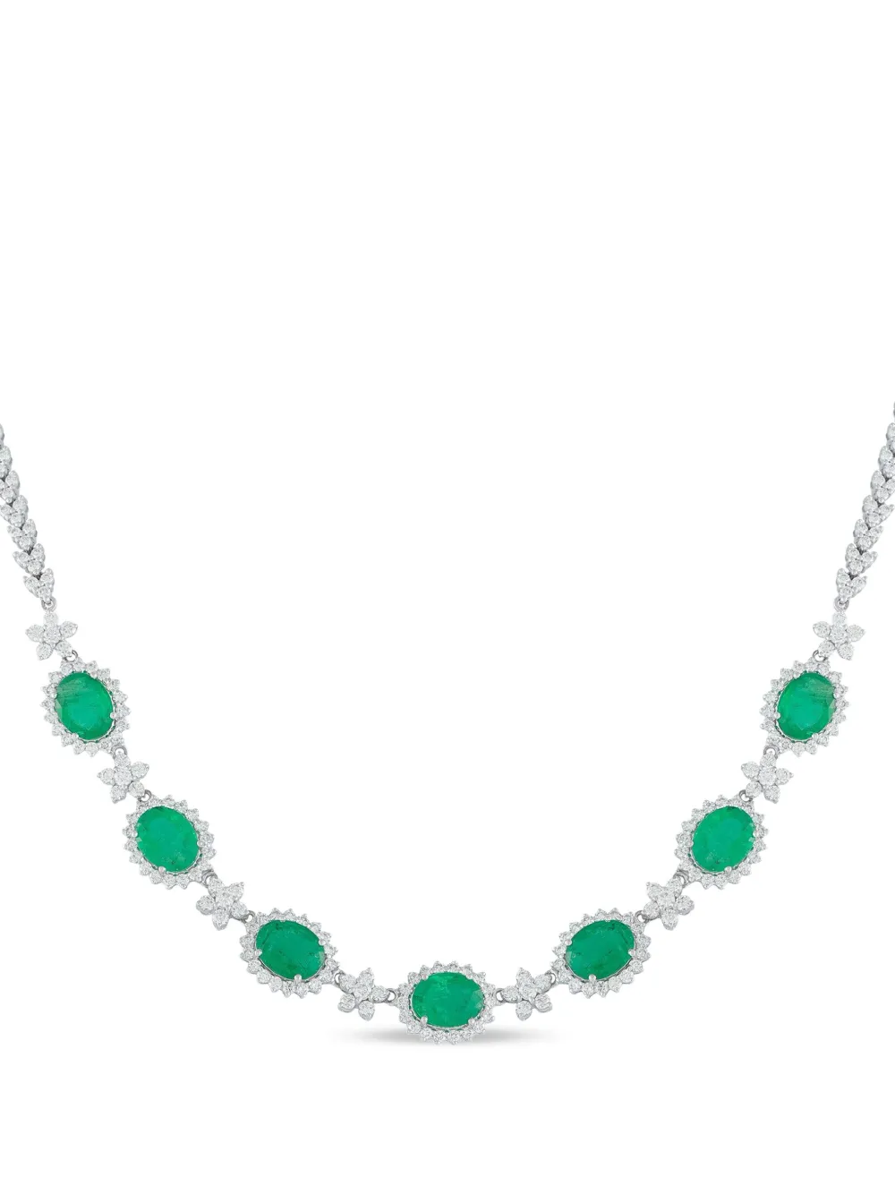 LB Exclusive 18K white gold emerald and diamond necklace | White | Image 1
