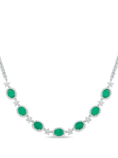 LB Exclusive 18K white gold emerald and diamond necklace