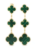 Van Cleef & Arpels 18K yellow gold Alhambra malachite earrings