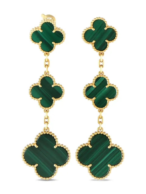 Van Cleef & Arpels 18K yellow gold Alhambra malachite earrings
