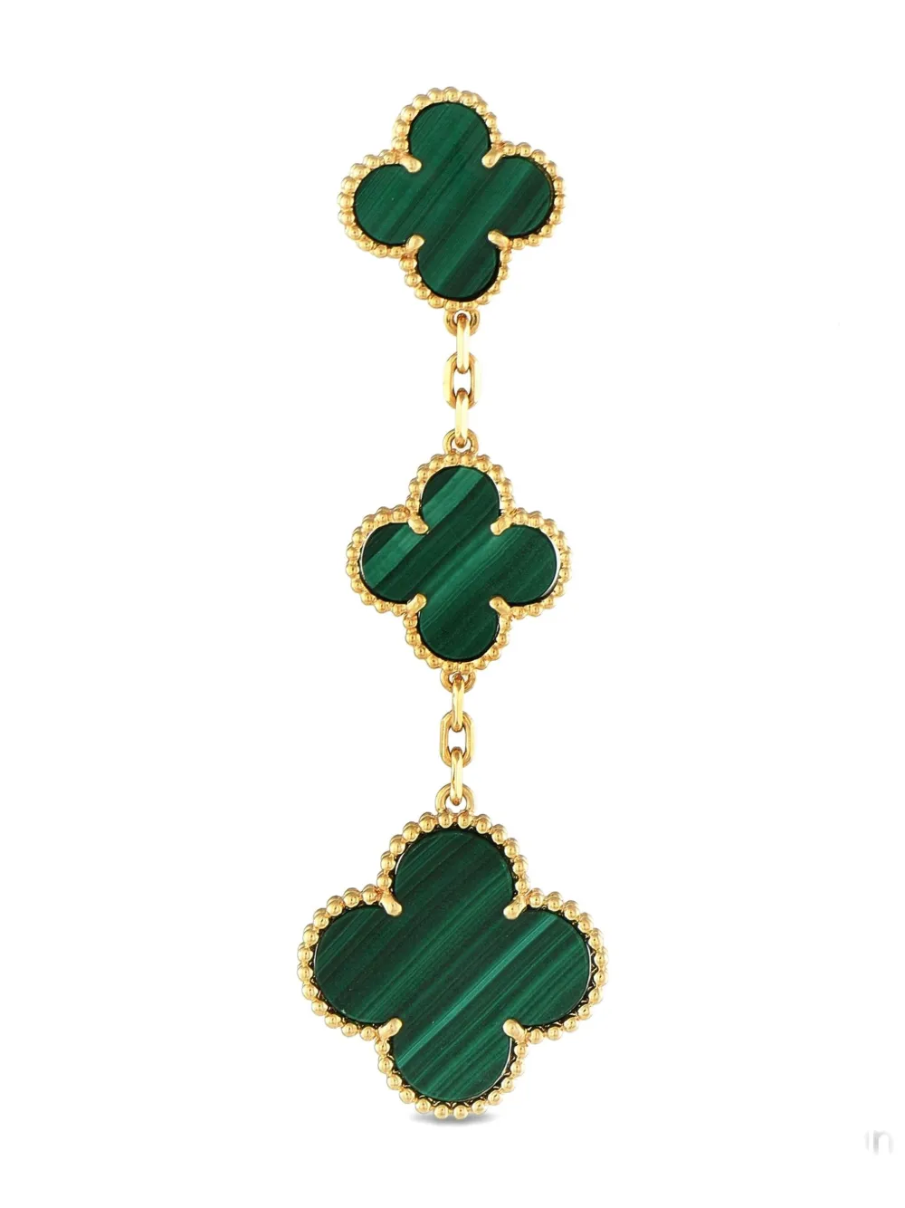 Van Cleef & Arpels 18K yellow gold Alhambra malachite earrings | Image 2
