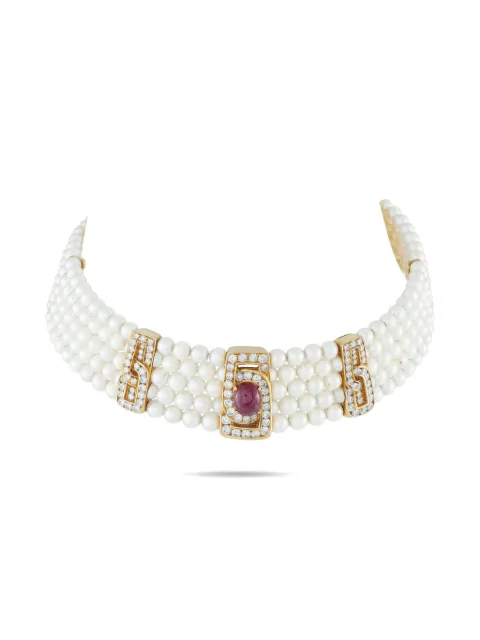 LB Exclusive 18K yellow gold multi-stone choker necklace
