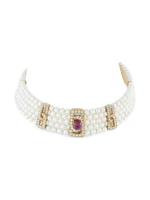 LB Exclusive 18K yellow gold multi-stone choker necklace