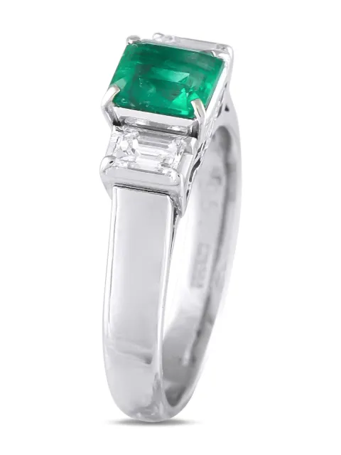 LB Exclusive platinum emerald and diamond ring