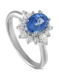 LB Exclusive platinum Sunburst diamond and sapphire ring - Blue