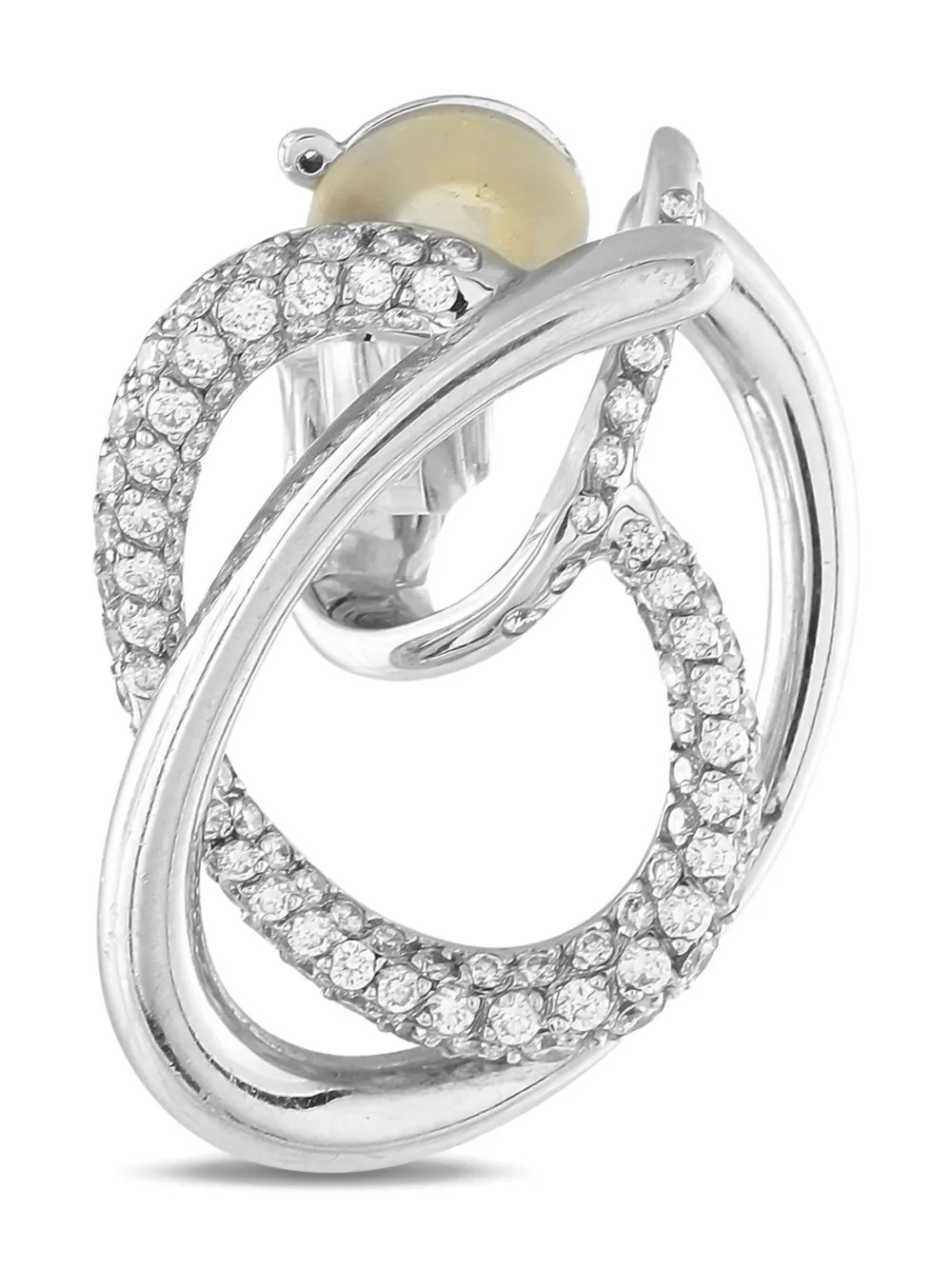 CHANEL Pre-Owned 18K white gold diamond clip-on earrings