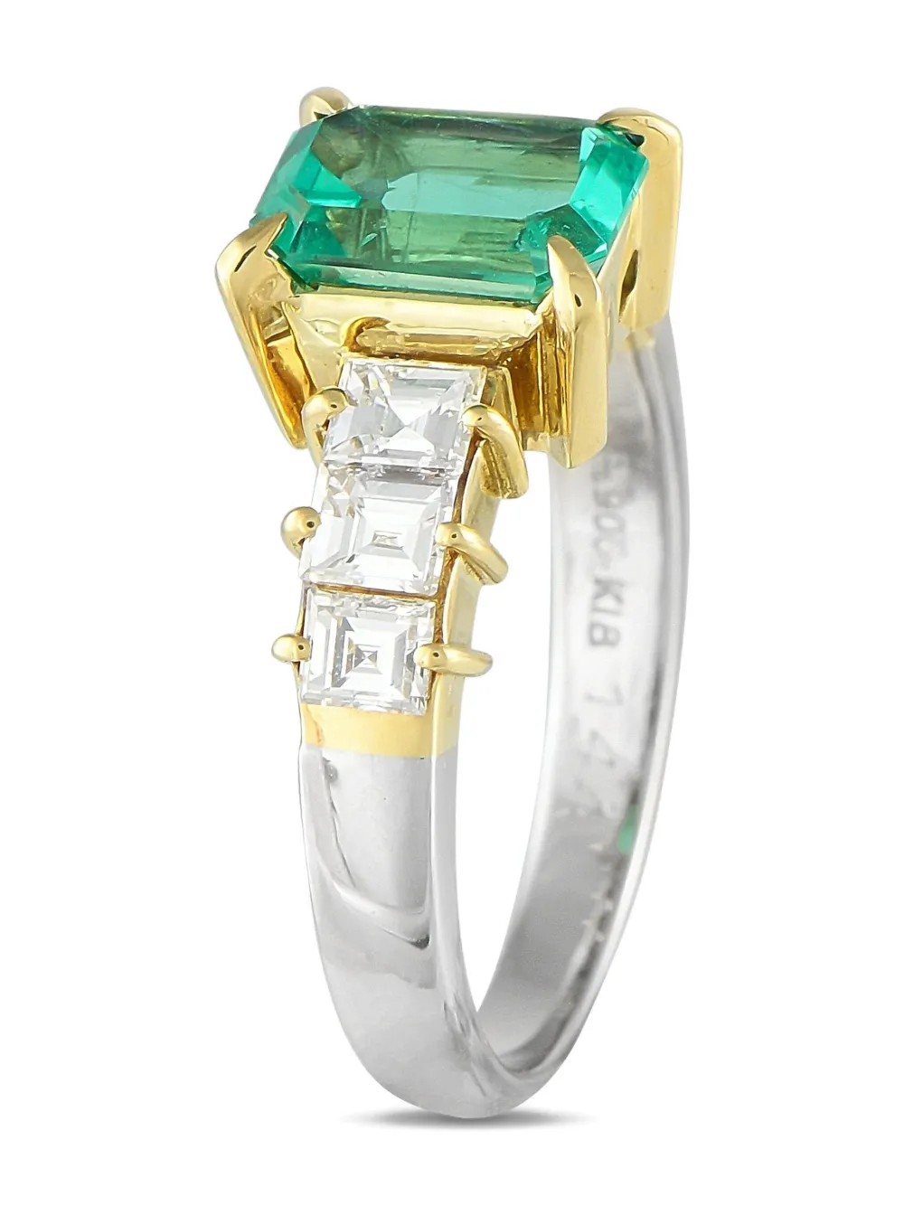 LB Exclusive platinum emerald and diamond ring | Yellow | Image 1