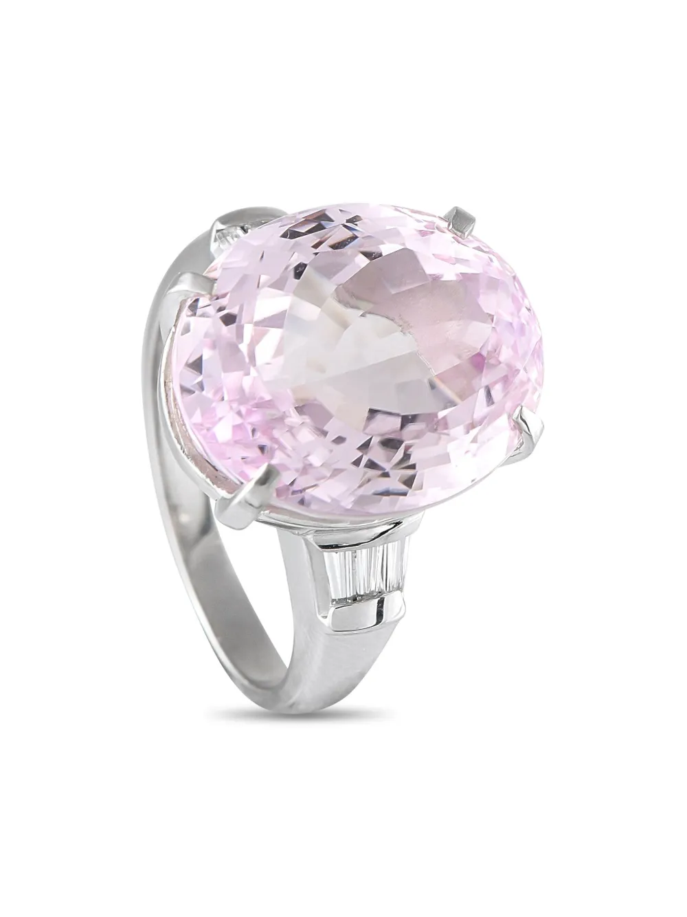 LB Exclusive platinum diamond and pink kunzite ring | Silver | Image 1