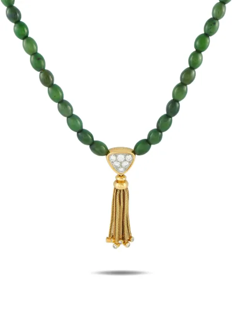 Fred of Paris 18K yellow gold jade and diamond necklace