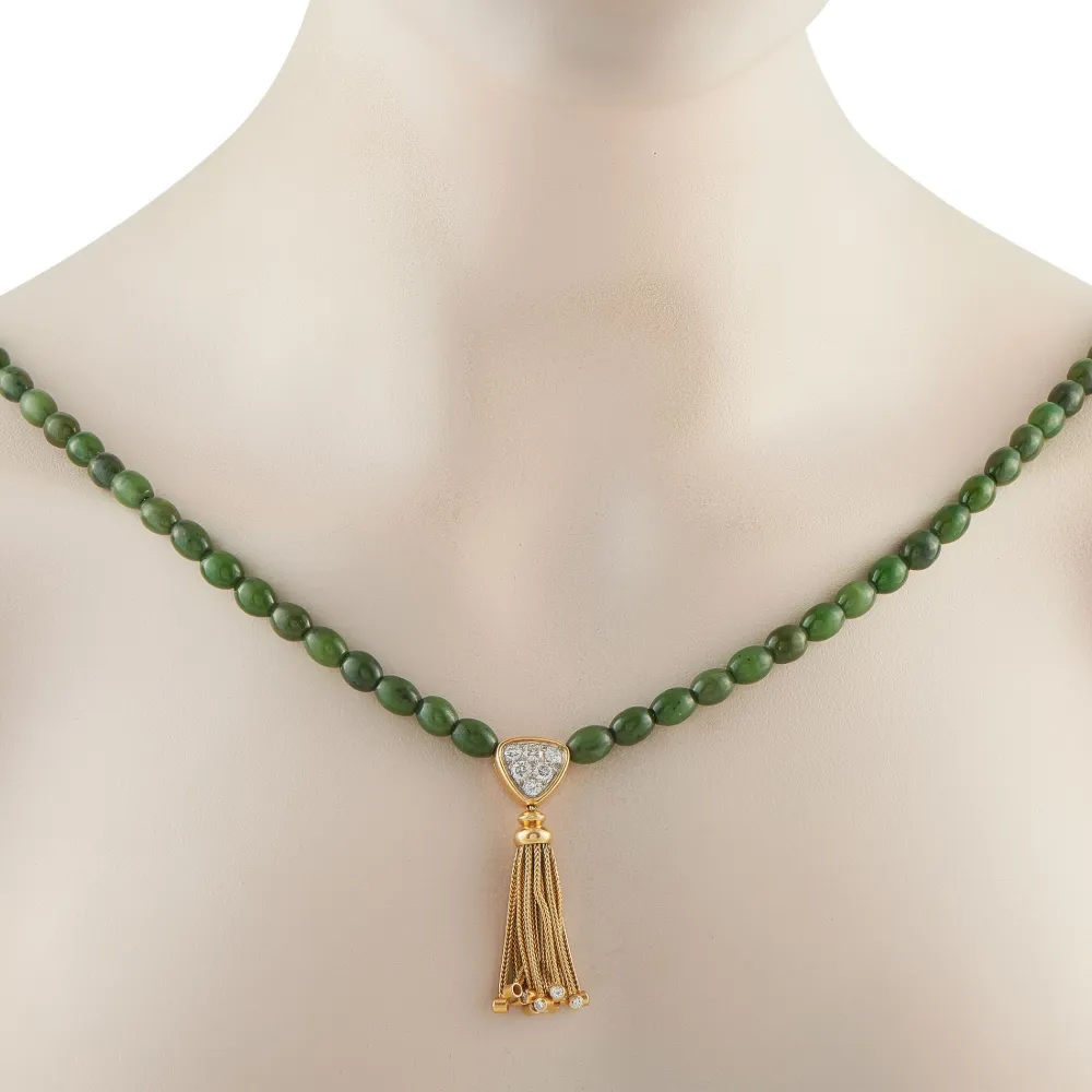 Fred of Paris 18K yellow gold jade and diamond necklace | Image 2