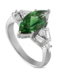 LB Exclusive platinum diamond and tourmaline ring - Green