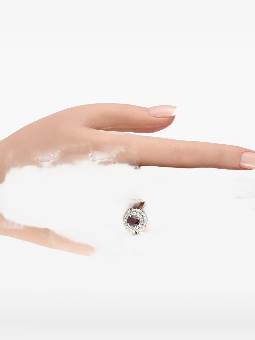 Pre-owned Lb Exclusive Platinum Diamond And Ruby Ring In Gray