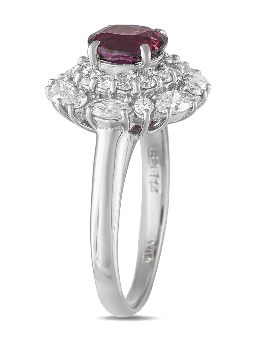 Pre-owned Lb Exclusive Platinum Diamond And Ruby Ring In Gray