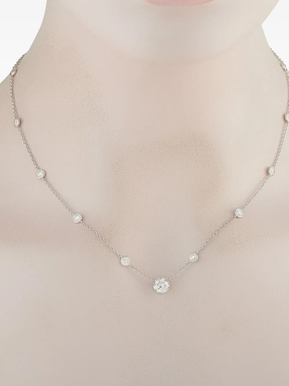 LB Exclusive 18K white gold diamond station necklace | White | Image 1