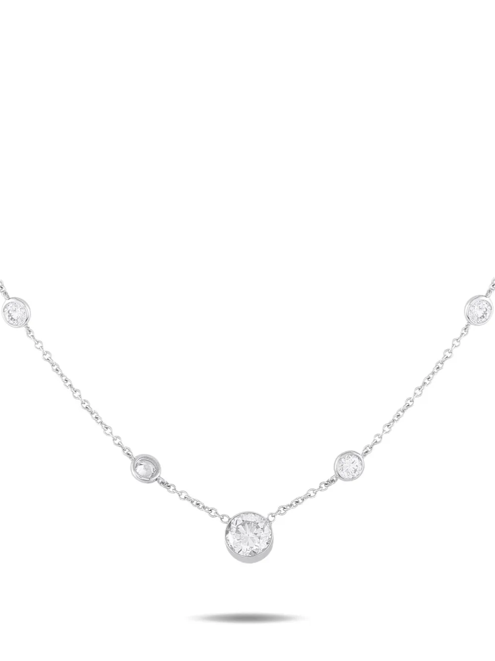 LB Exclusive 18K white gold diamond station necklace | Image 2