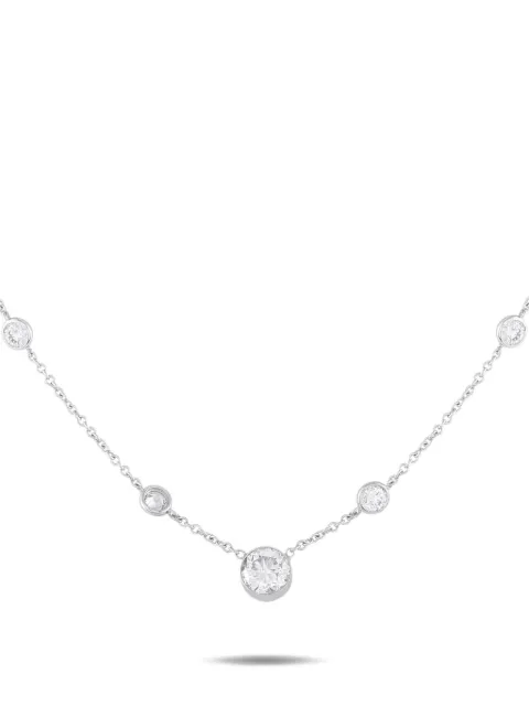 LB Exclusive 18K white gold diamond station necklace