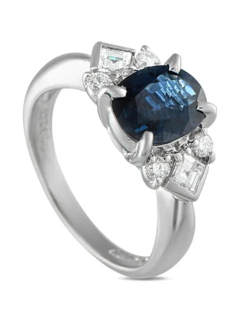 LB Exclusive Anello in platino con diamanti e zaffiro