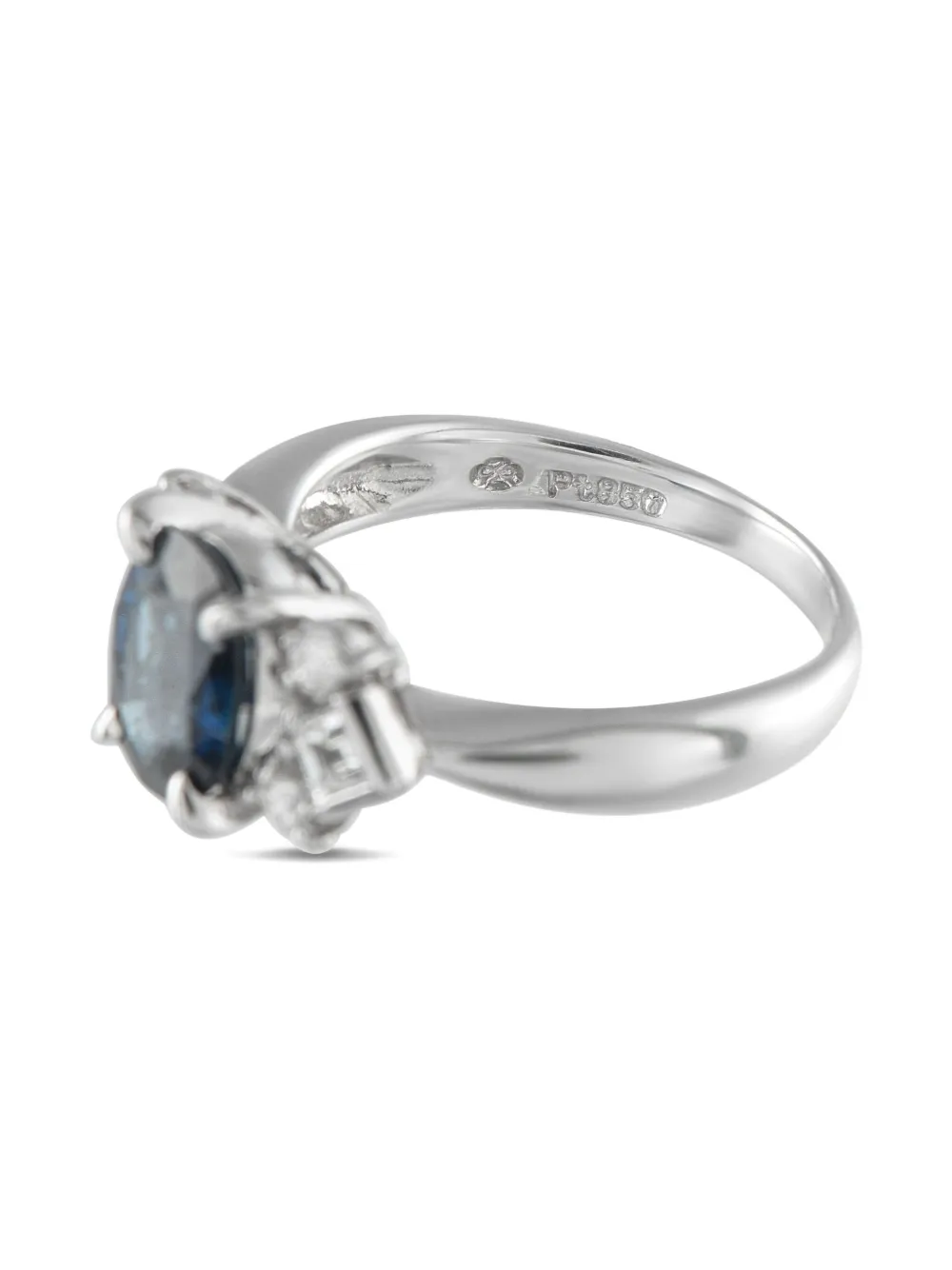Pre-owned Lb Exclusive Platinum Sapphire And Diamond Ring In Blue